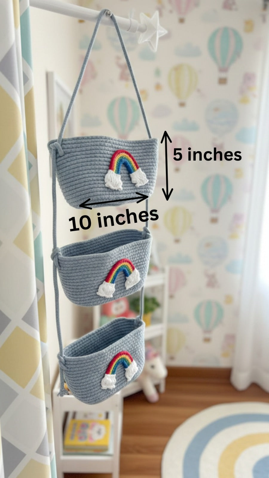 3-Tier Hanging Baby Storage Basket – Nursery Organiser & Decor