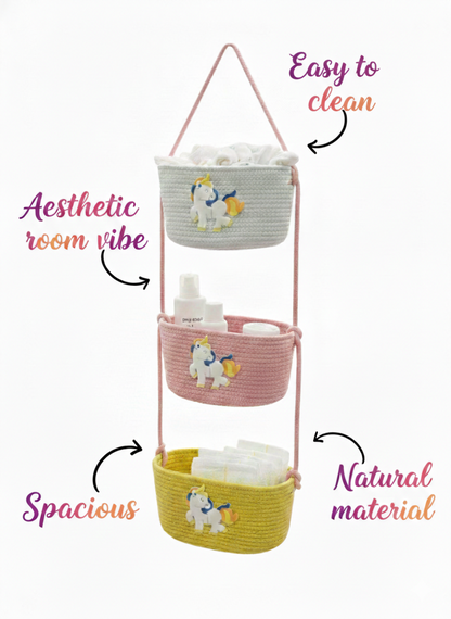 3-Tier Hanging Baby Storage Basket – Nursery Organiser & Decor