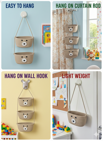 3-Tier Hanging Baby Storage Basket – Nursery Organiser & Decor