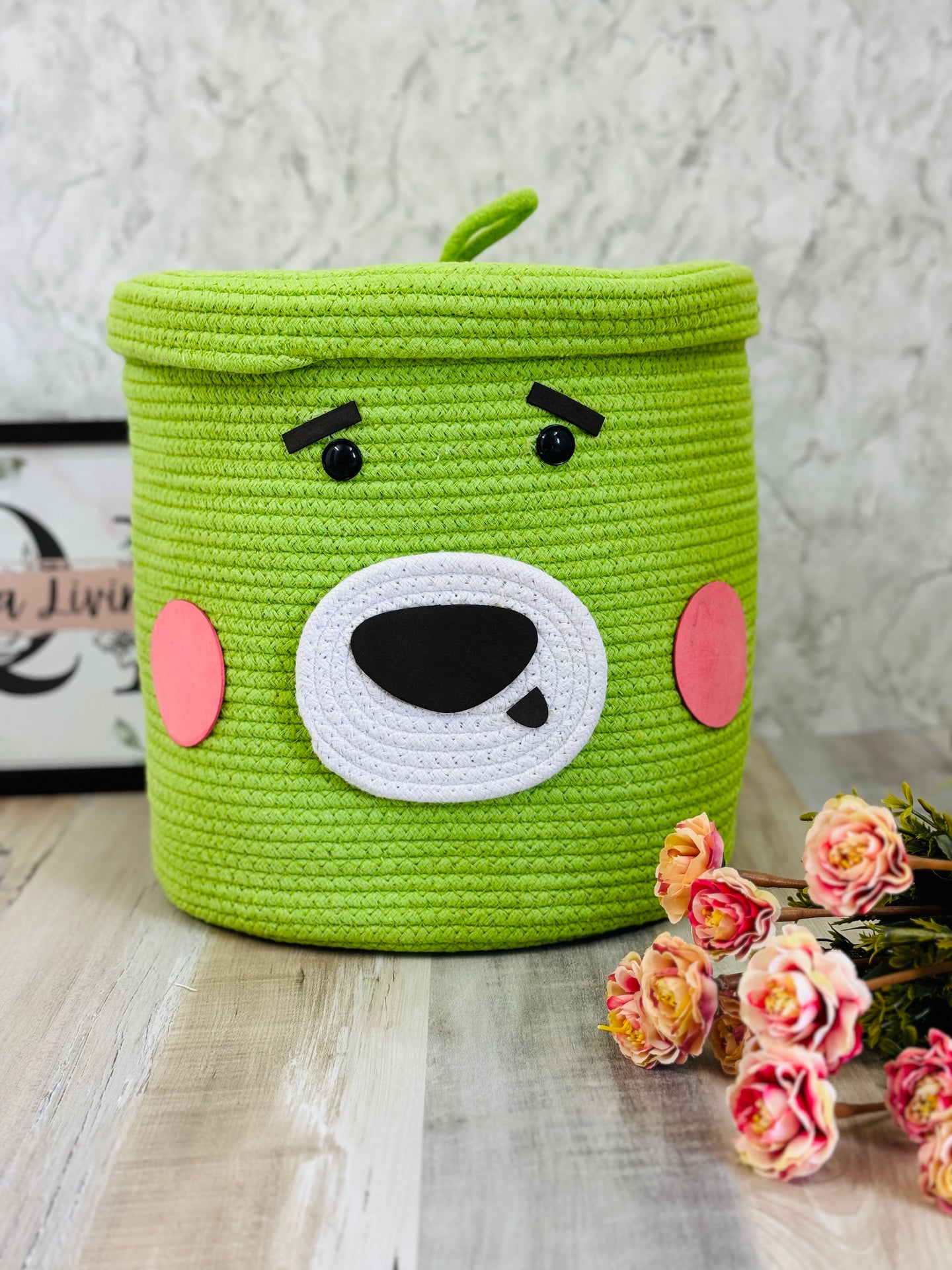 Green Bird Storage Basket - 12X12 Inches