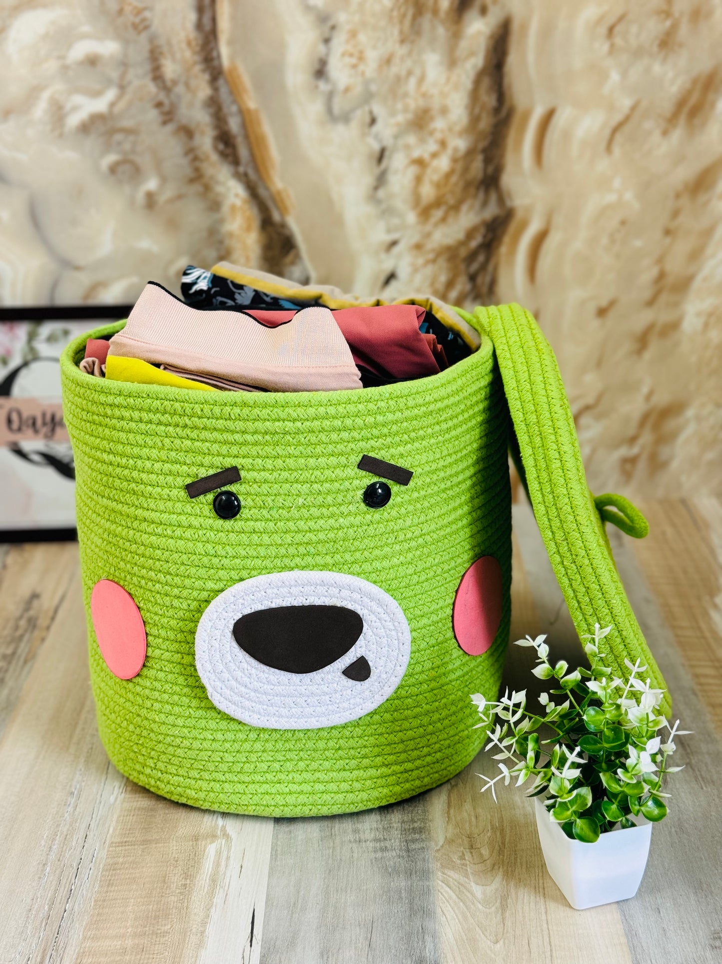 Green Bird Storage Basket - 12X12 Inches