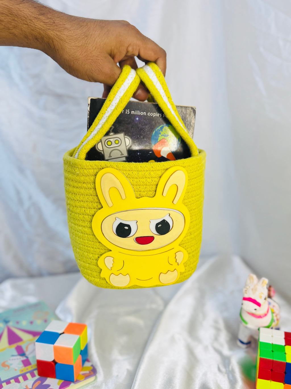 Set of 2 Labubu Hamper Basket - Beige+yellow