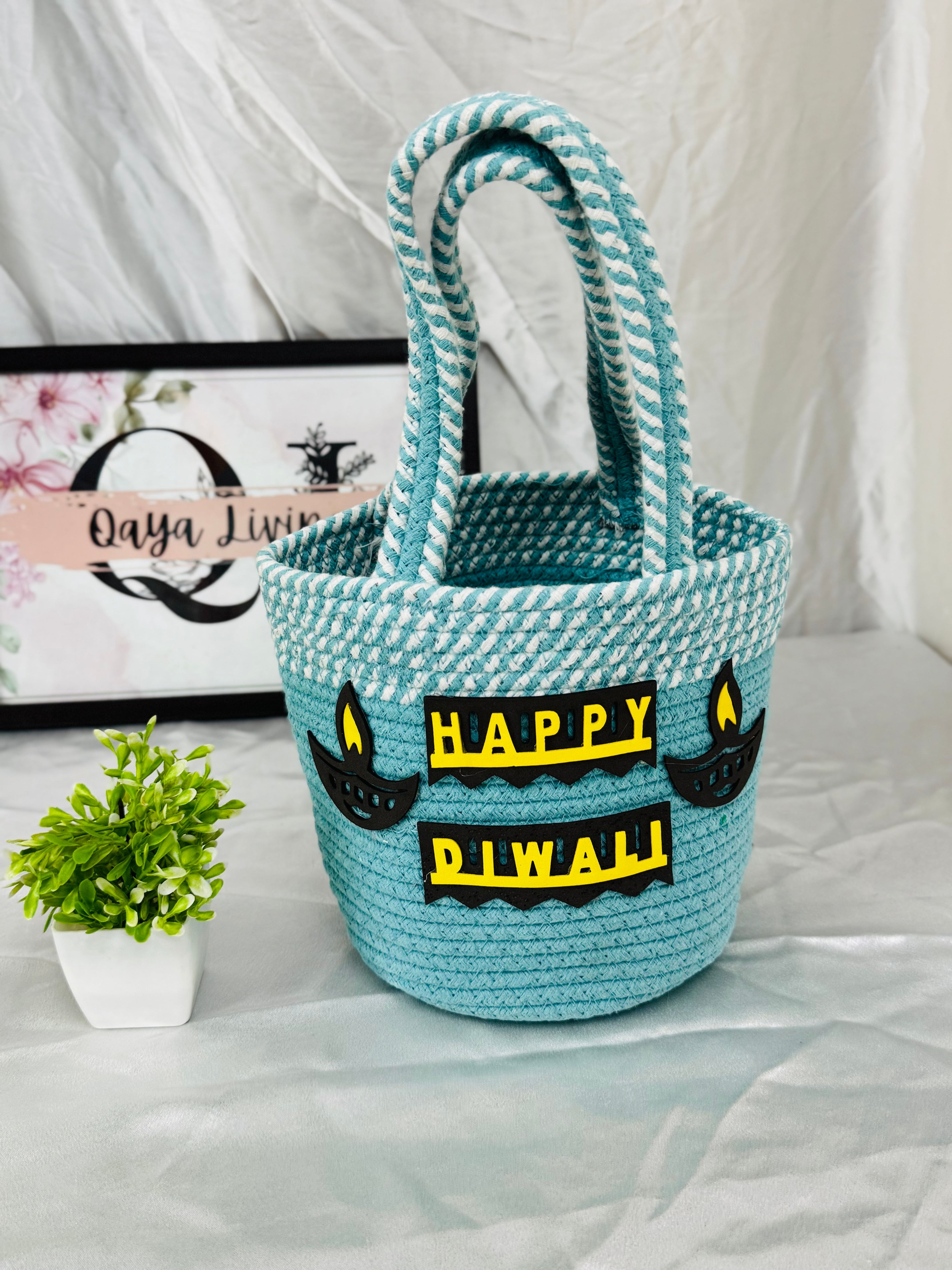 Qaya Living Blue Diwali Basket