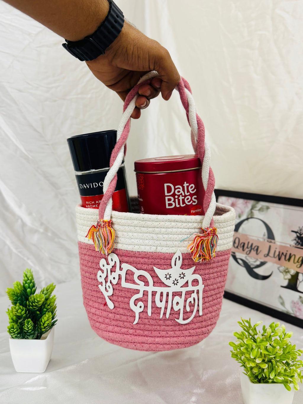 शुभ दीपावली Basket - Rose Pink