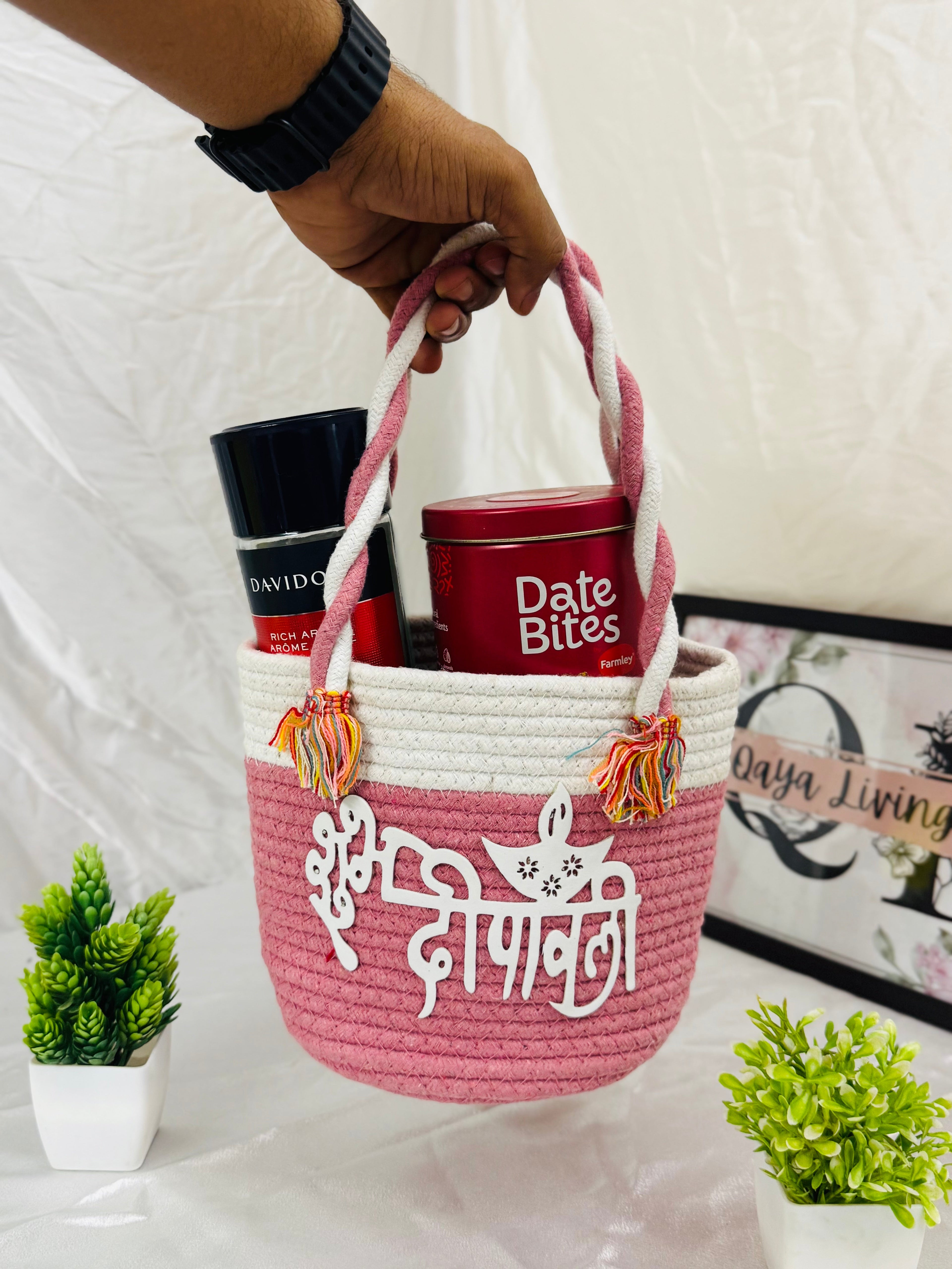 शुभ दीपावली Basket - Rose Pink