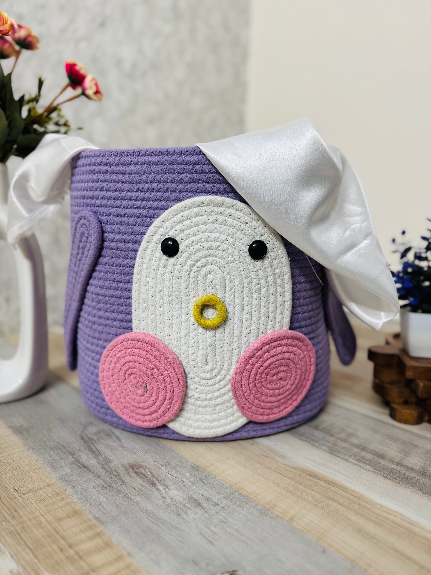 Penguin Storage Basket - Lavender - 12x12 Inches