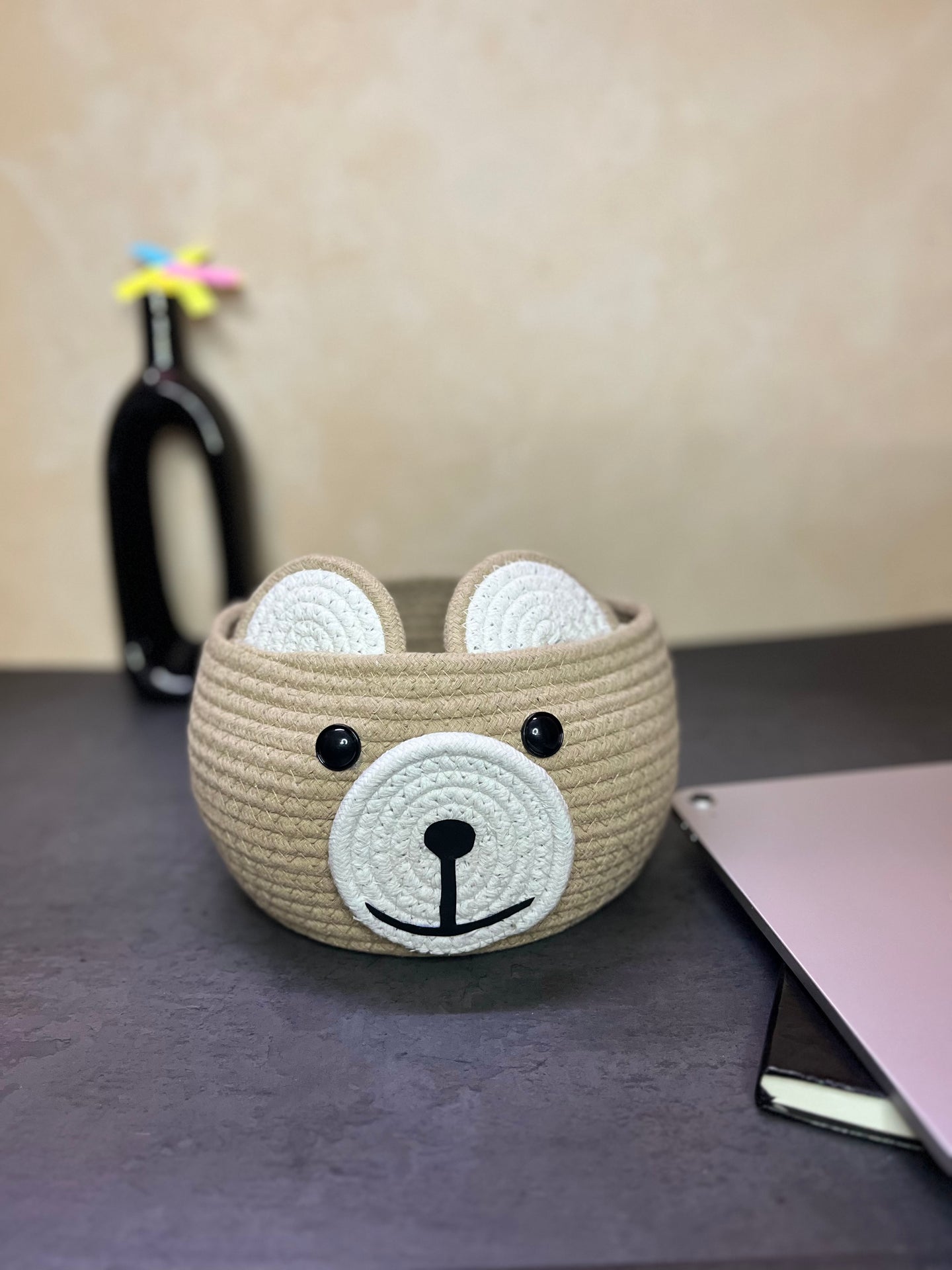 Cute Baby Bear Cotton Rope Basket