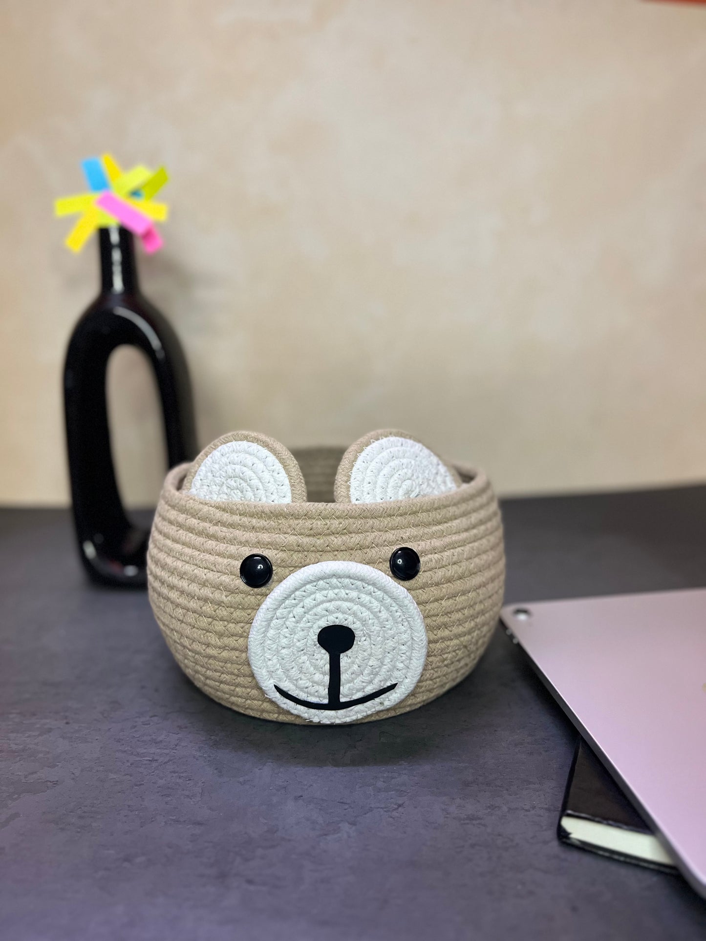 Cute Baby Bear Cotton Rope Basket