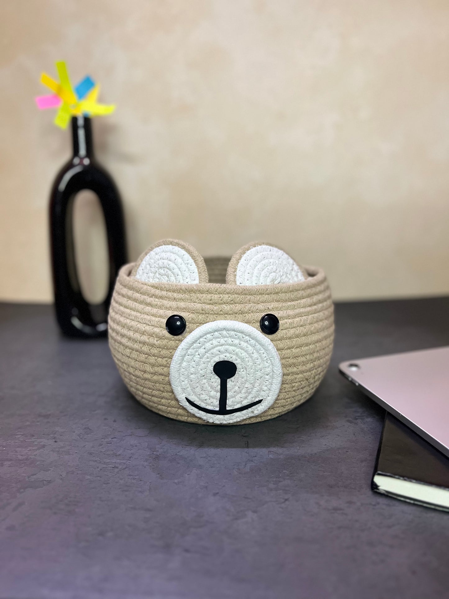 Cute Baby Bear Cotton Rope Basket