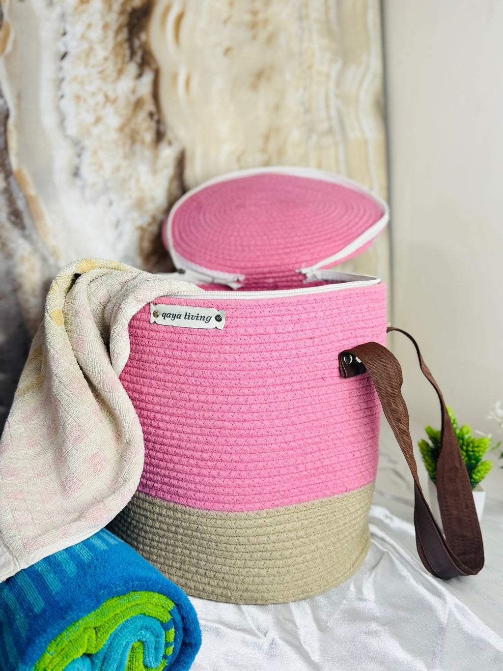 Set of 2 Zipper Baskets - Pink & Blue