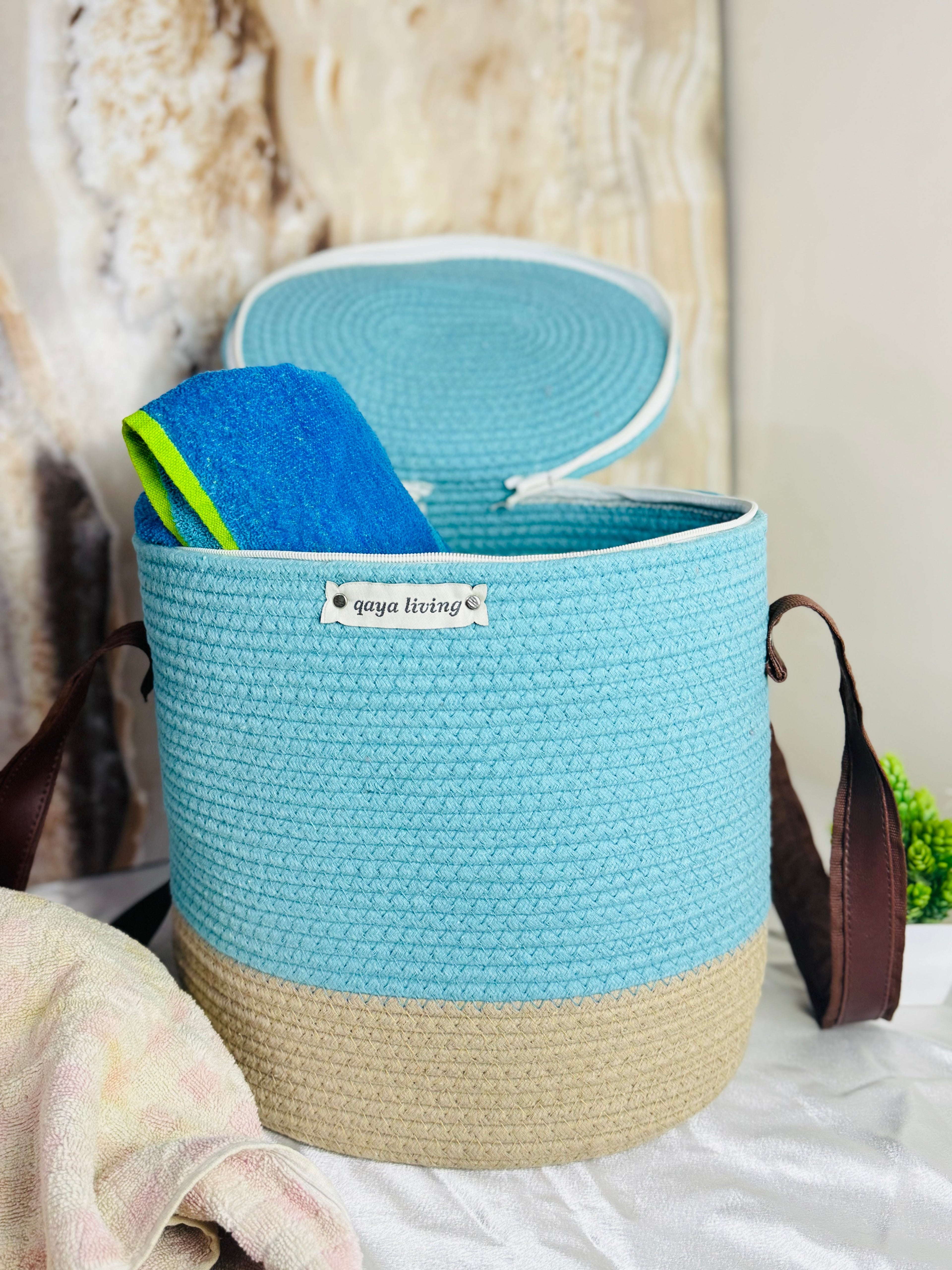 Zipper Basket - aqua blue