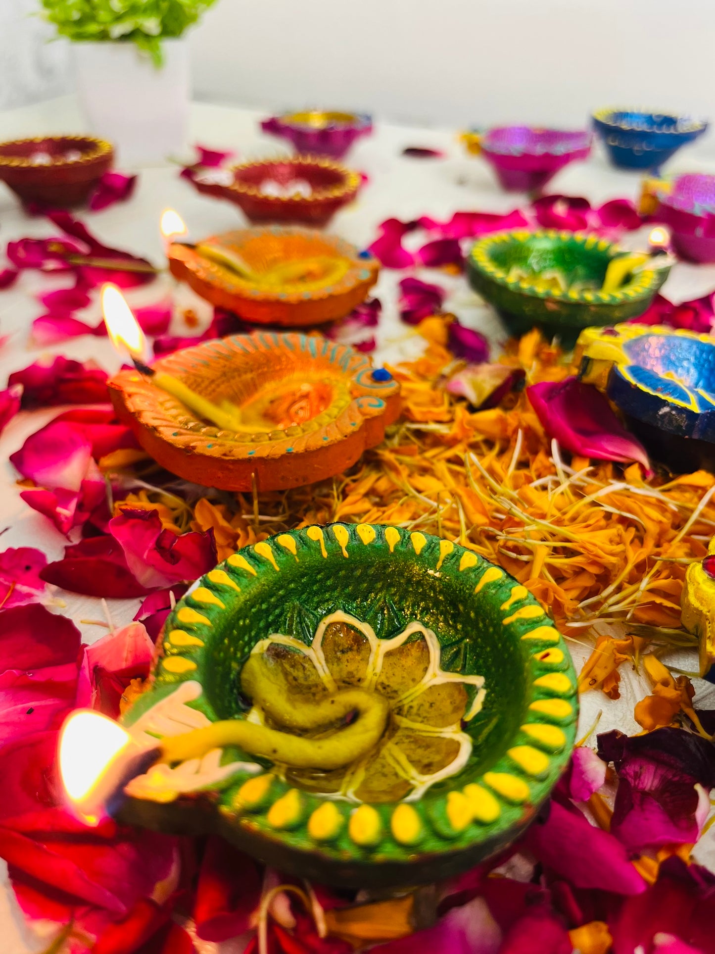 Handcrafted Diwali Diyas - Pack of 12 (6 pcs free) Total- 18pcs