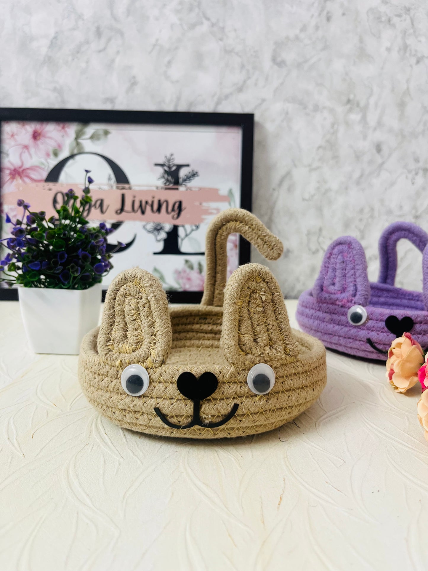 Tiny Basket - Purple & Beige Colour