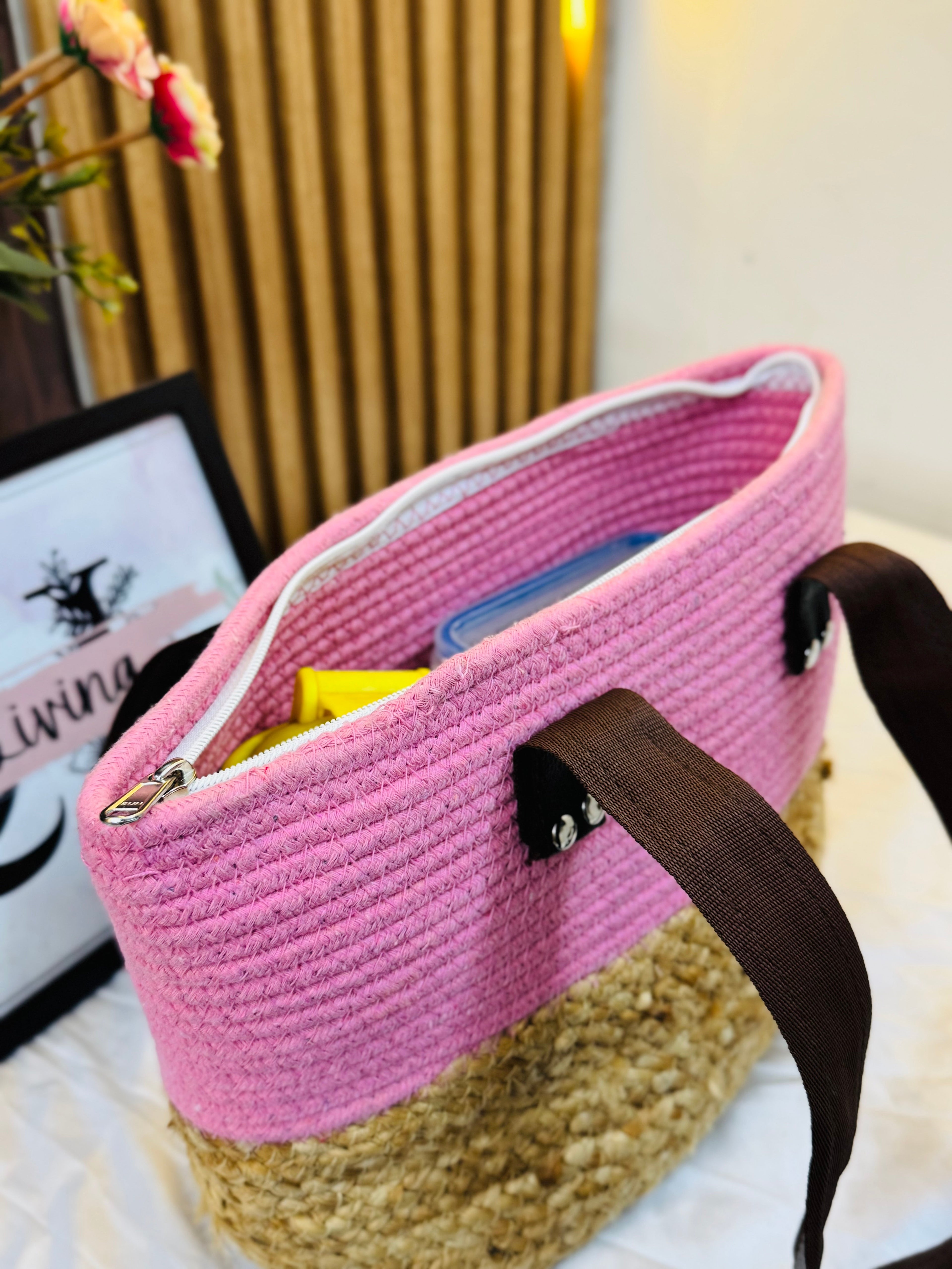 Wonder Shoulder Bag - Pink Jute