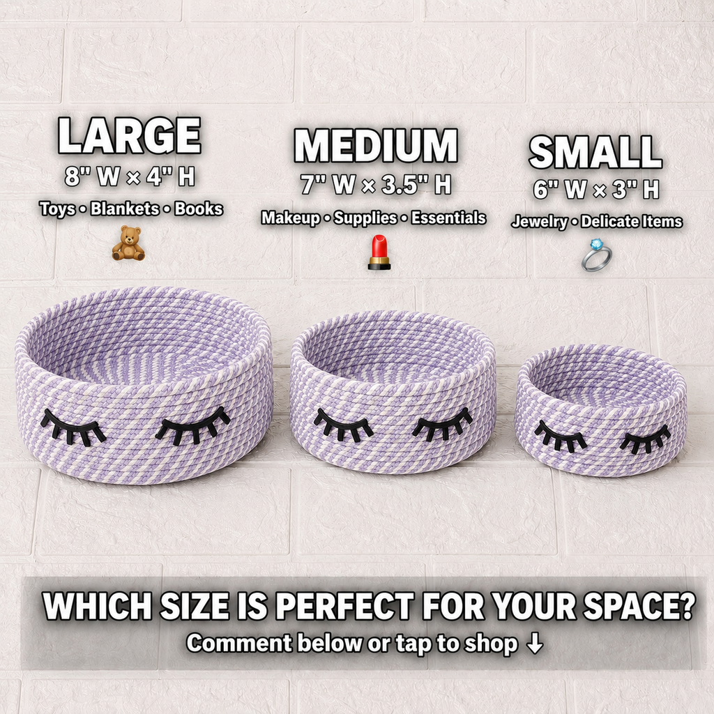 Cute Handwoven Storage Baskets with Eye Design – Set of 3