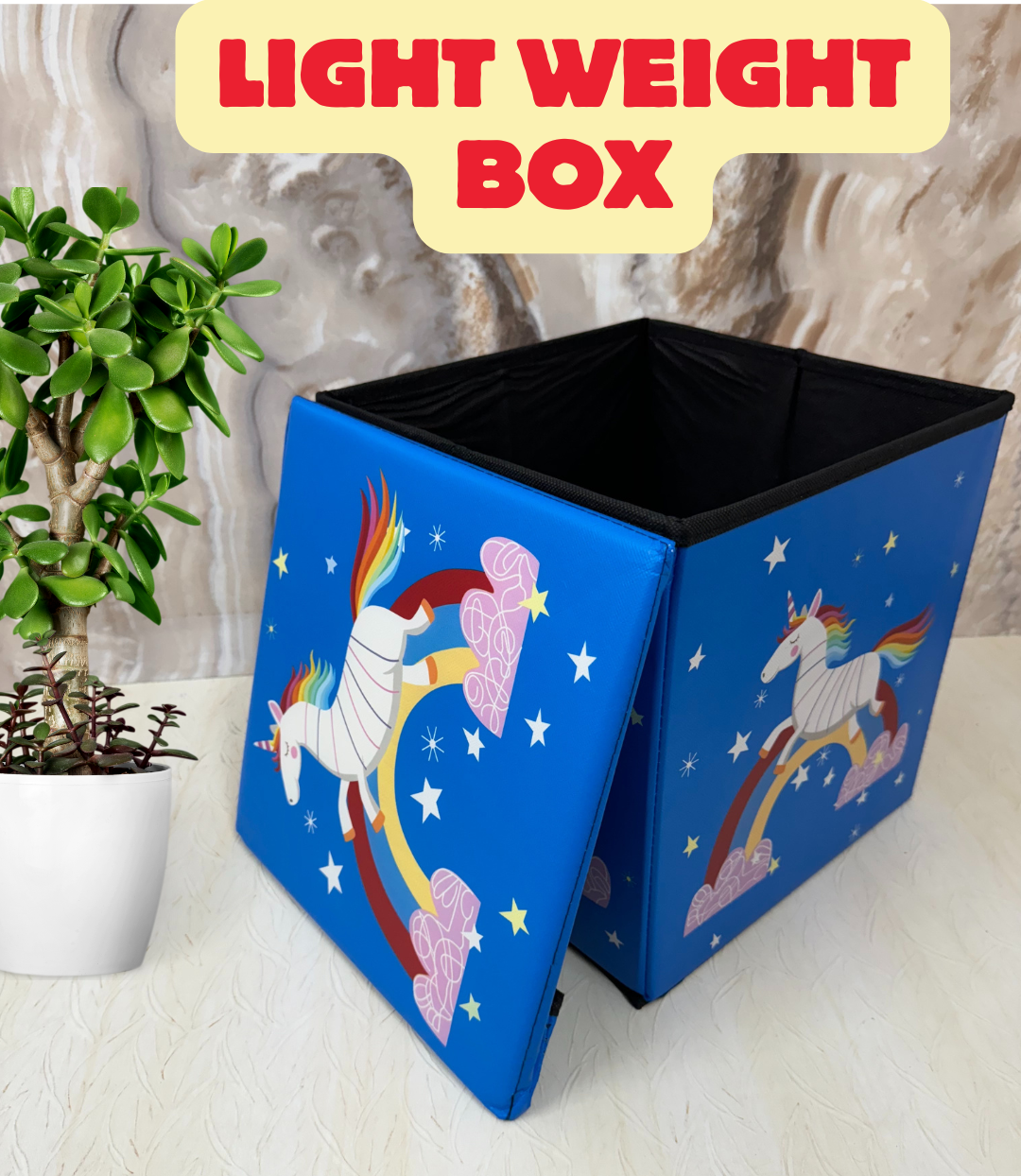 Blue Unicorn Stool/Storage Box