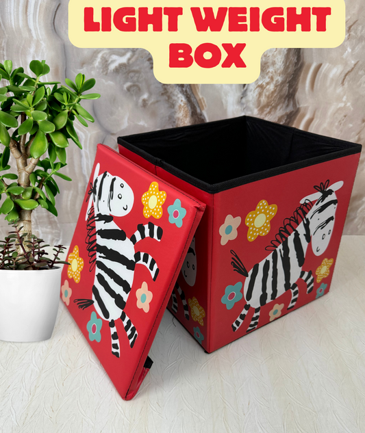 Red Zebra Stool/Storage Box