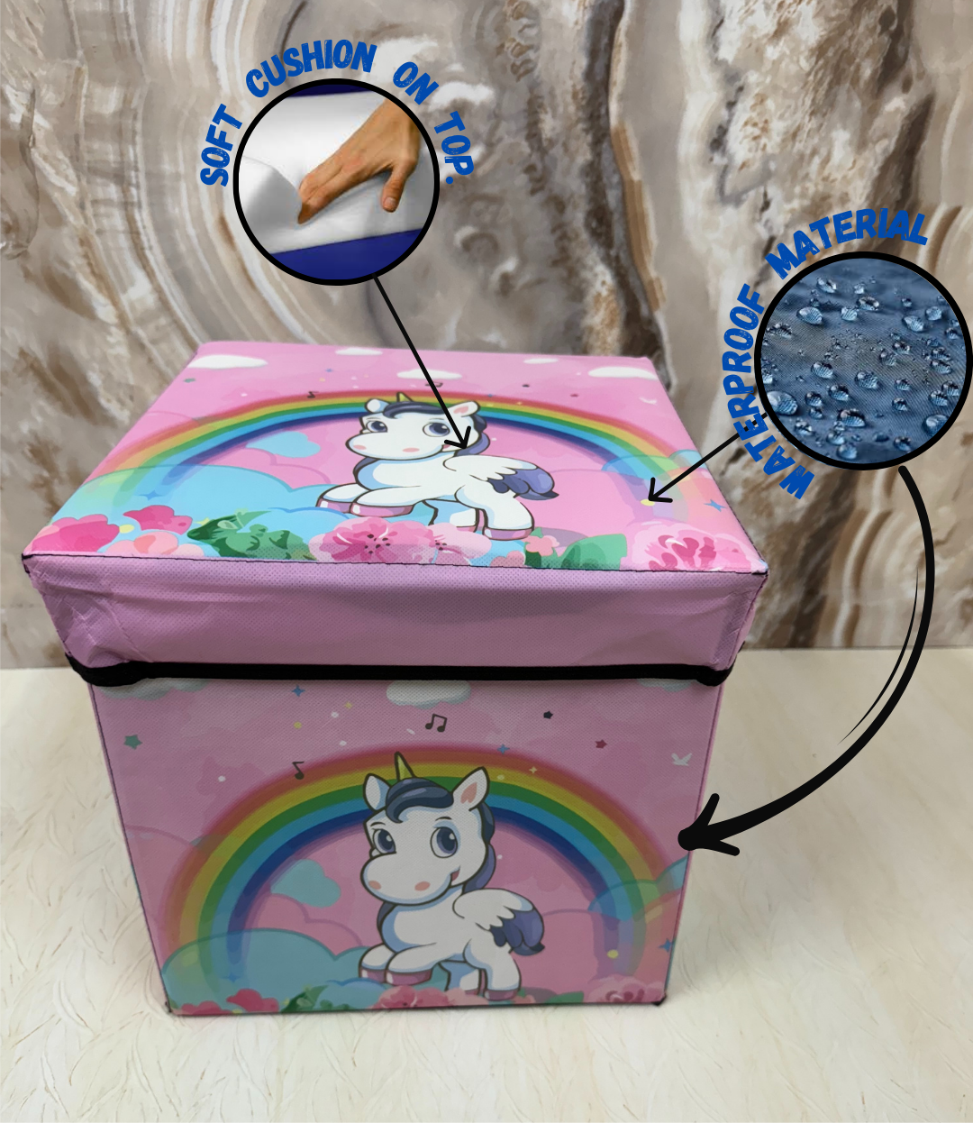 Pink Unicorn Stool/Storage Box