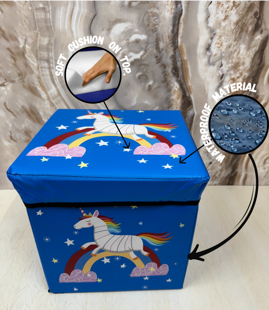 Blue Unicorn Stool/Storage Box