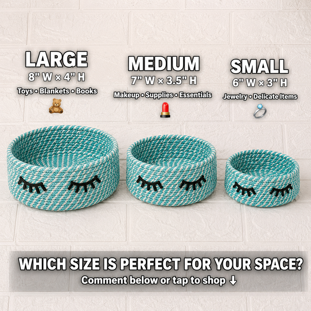 Cute Handwoven Storage Baskets with Eye Design – Set of 3