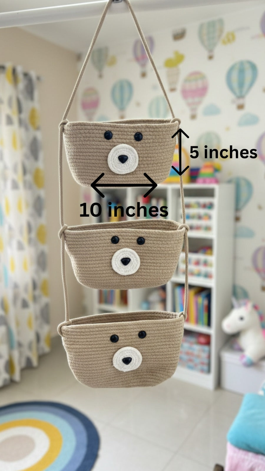 3-Tier Hanging Baby Storage Basket – Nursery Organiser & Decor