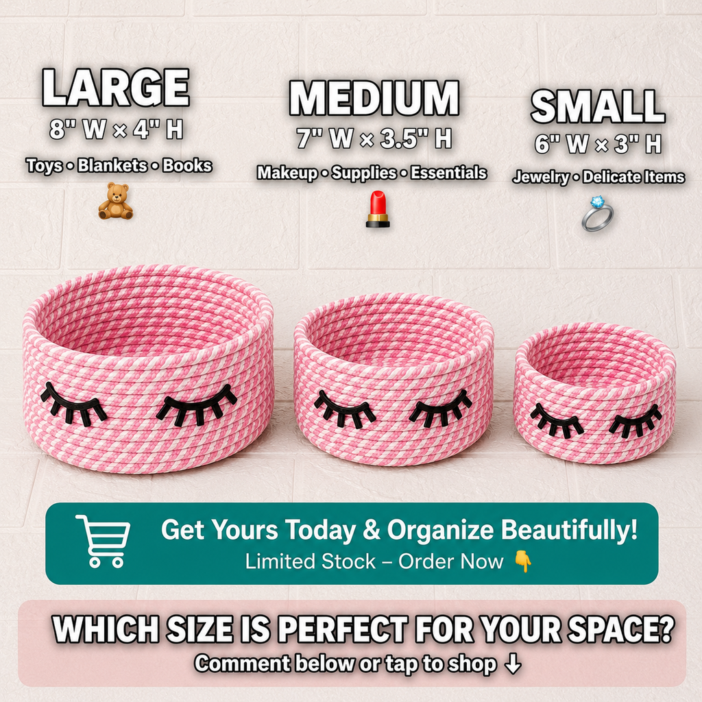 Cute Handwoven Storage Baskets with Eye Design – Set of 3